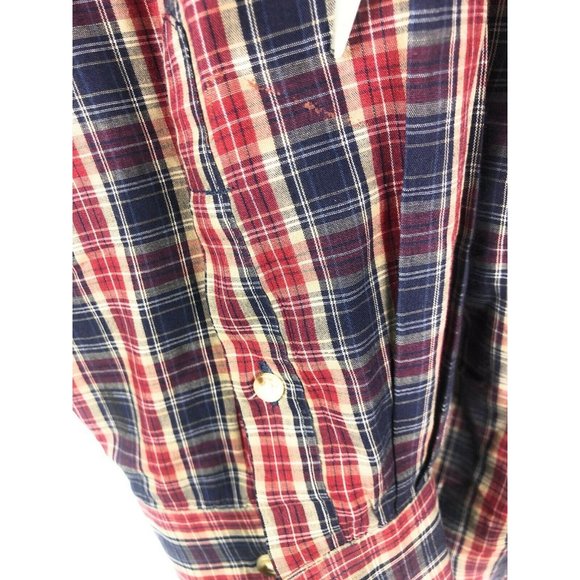 Trading Company Men's Long Sleeve XXL Red Blue Check Polyester Blend Casual A53 - Picture 4 of 5